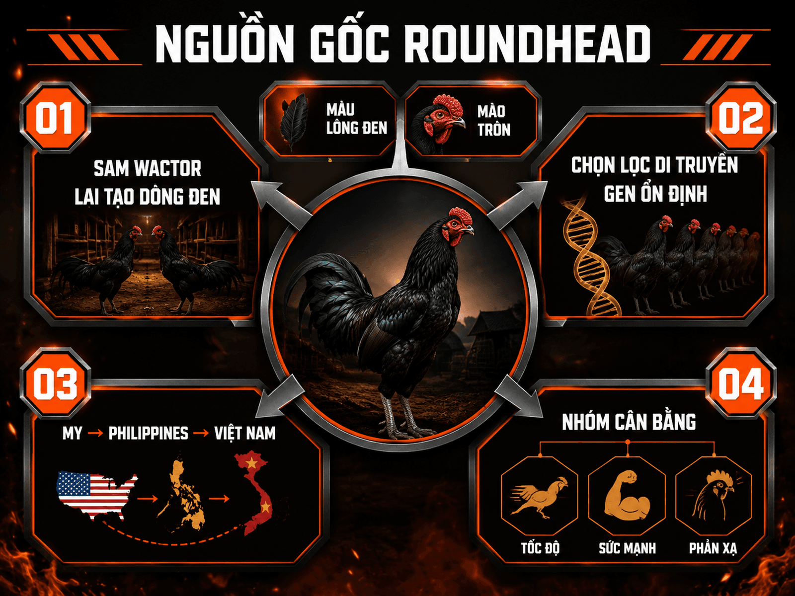Gà Nigger Roundhead — Dòng Máu Đen Sam Wactor Từ Năm 1921