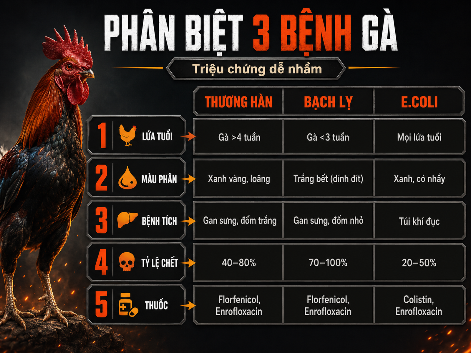 Triệu chứng bệnh thương hàn ở gà con và gà trưởng thành