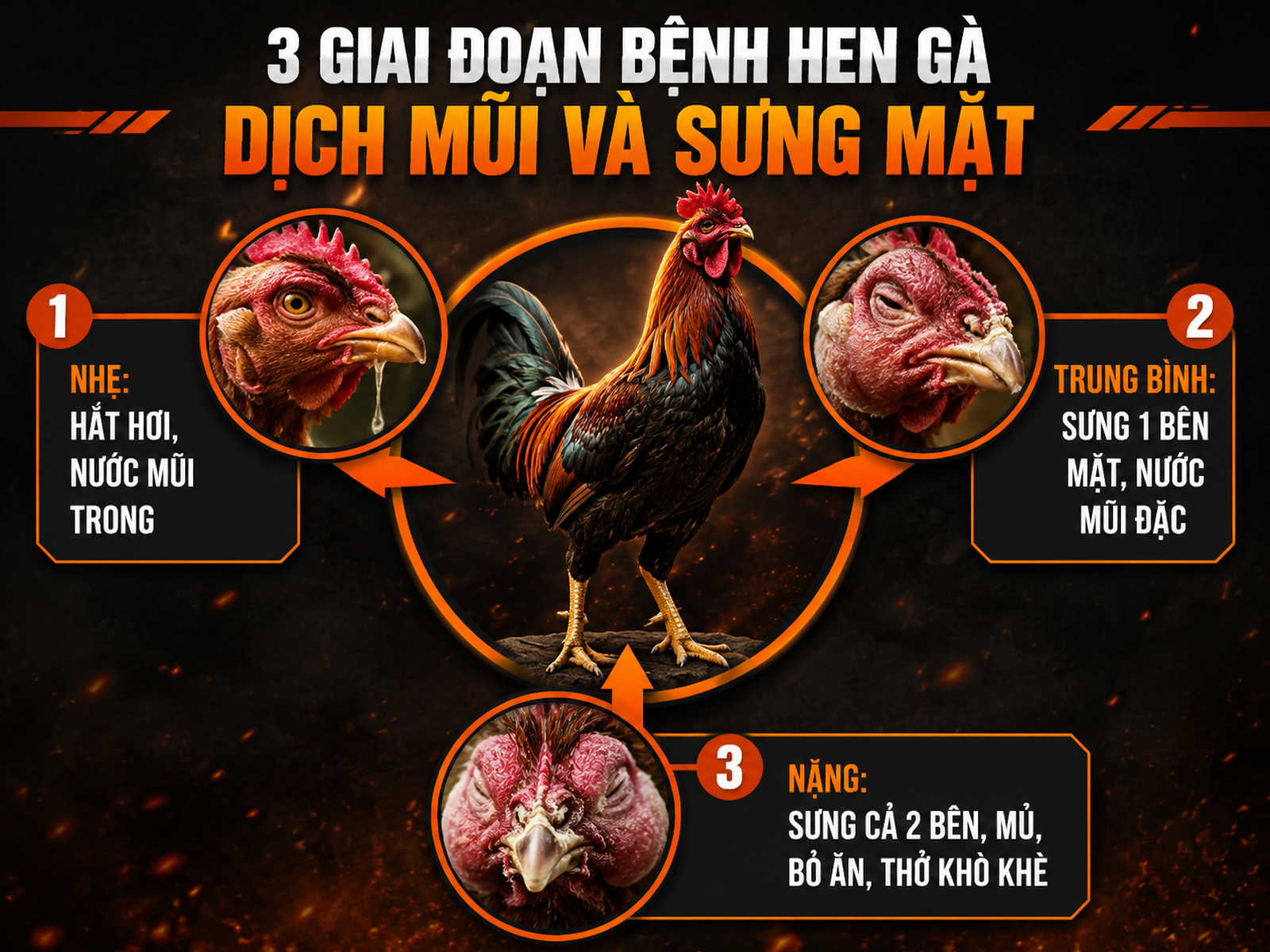 Triệu chứng nhận biết gà bị sổ mũi sưng mặt