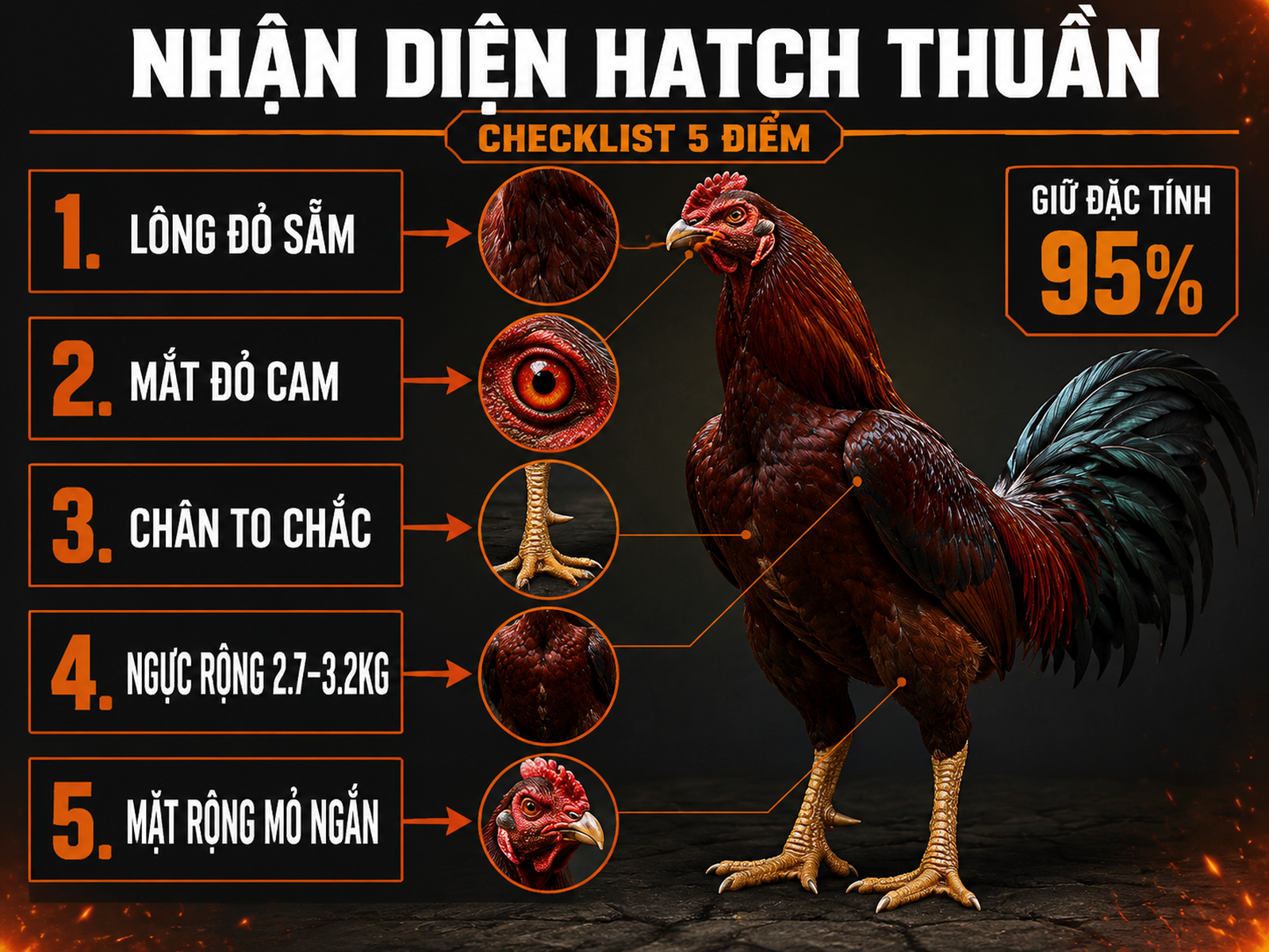 Đặc Điểm Ngoại Hình Gà Hatch Thuần Chủng