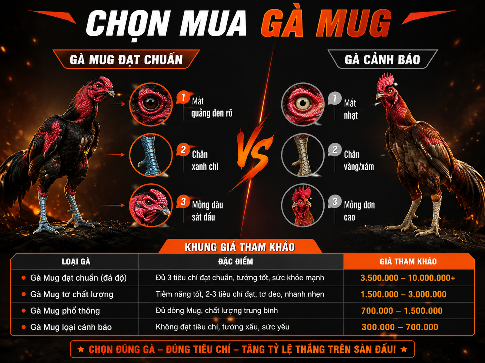 Cách chọn mua gà Mug thuần chủng