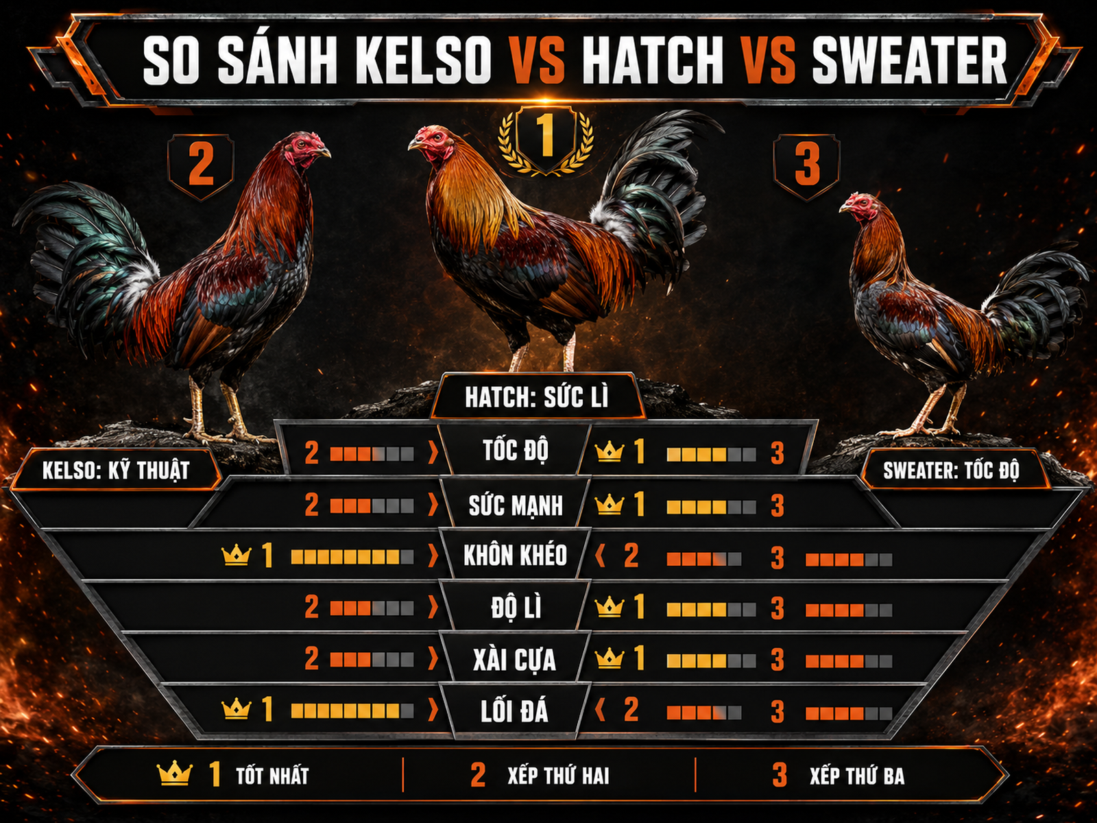 So sánh đối đầu Kelso vs Hatch vs Sweater