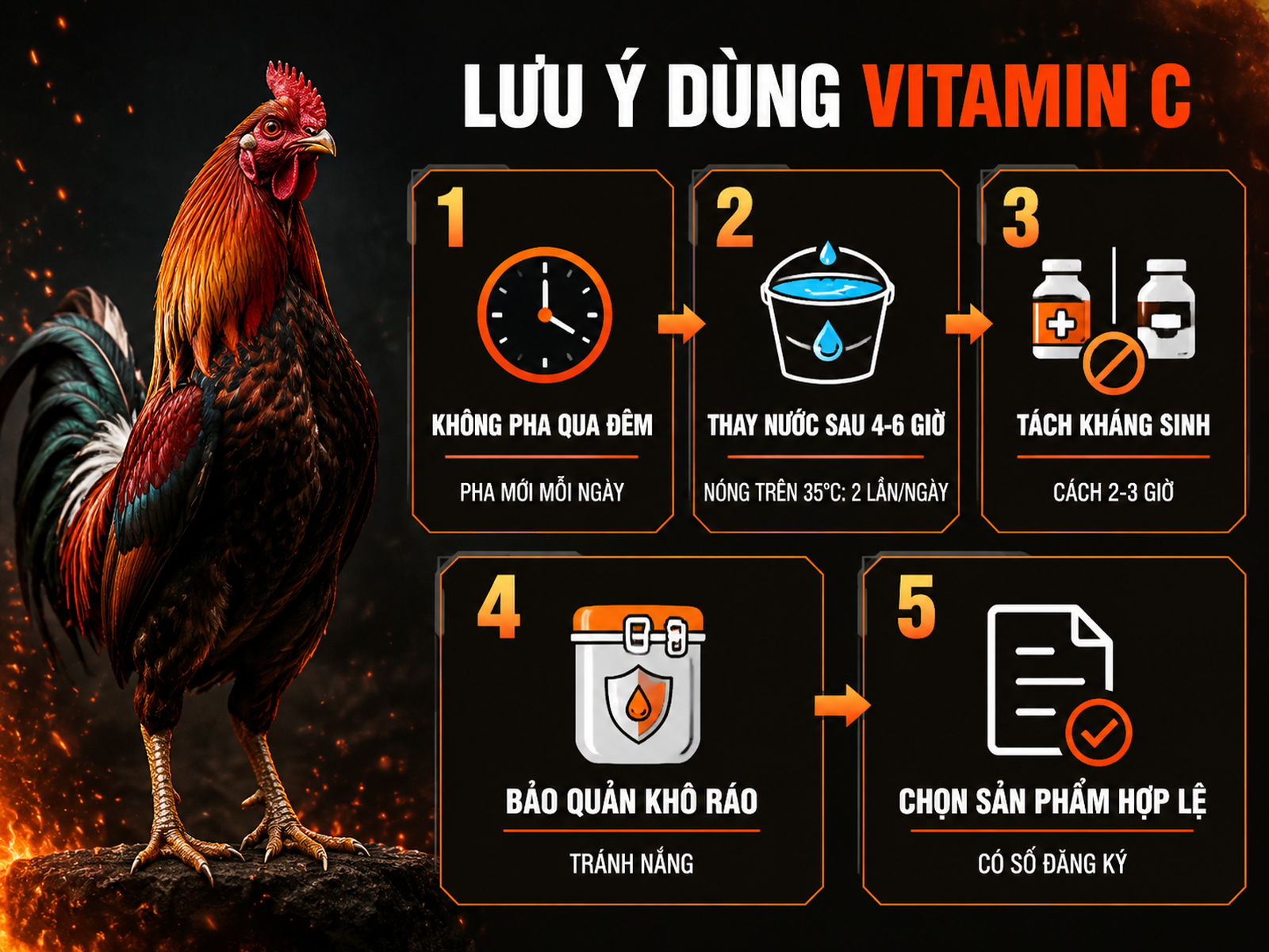 Những Lưu Ý Khi Dùng Vitamin C Cho Gà